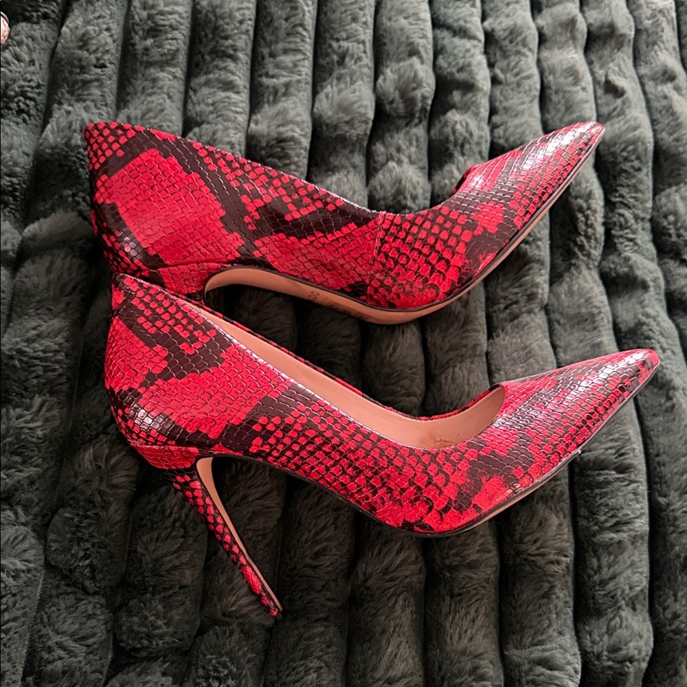 Aldo Red Snake Pattern Heels